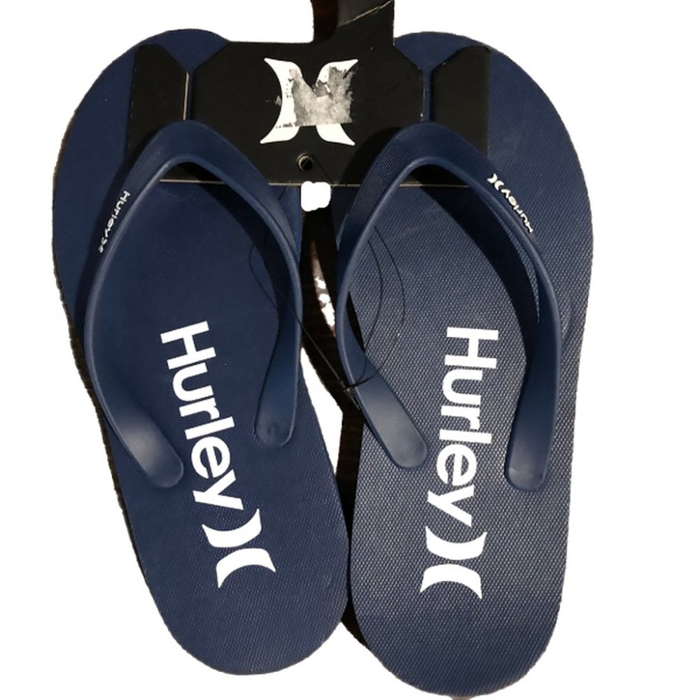 NWT Hurley Logo Blue/White Men's Flip Flop Sandals